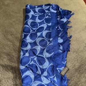Coach Navy and Royal Blue Logo Scarf